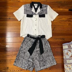 Vintage two piece short sleeve and shorts set.
